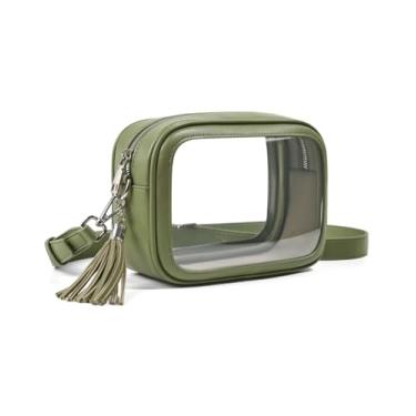 Imagem de Unilily Bolsa transparente para eventos em estádios, bolsa transparente aprovada para estádios para shows, festivais, eventos femininos, Verde oliva, Clássico