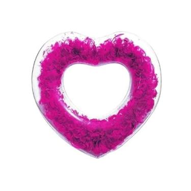 Imagem de Boia Inflavel Cordiforme Com Penas 90cm Boia Penas Boia Piscina Adulto Ideal Piscina Praia Descanso