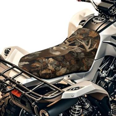 Imagem de Qpednta Capa de assento de quadriciclo camuflada caça veado ATV capa de assento macia à prova d'água quatro rodas fácil de instalar acessórios ATV compatível com Polaris Sportsman Polaris Scrambler