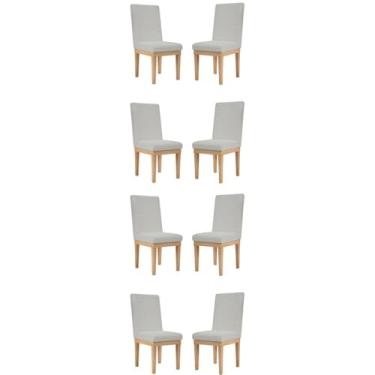 Imagem de Kit 8 Cadeiras Estofadas Reforçada para Sala de Jantar Linho Cor:linho Cinza Claro