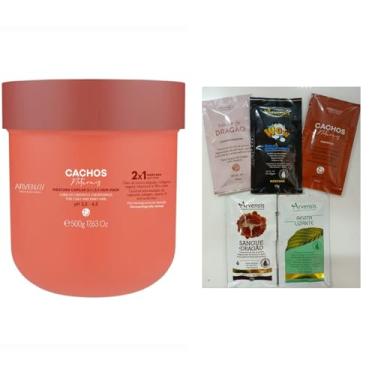 Imagem de Máscara Capilar Arvensis - Kit Cachos 2x1 500g - Hidratação Profunda para Cabelos Cacheados, Crespos e Crespíssimos + 5 Sachês Sortidos
