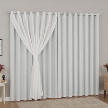 Imagem de Cortina Voil com Forro, 3,00x2,20m, 2 Panos, Decorativa para Sala e Quarto, Branco (BRANCO)