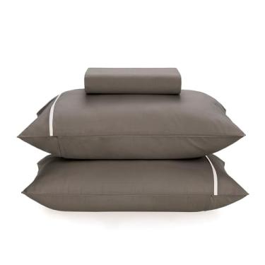 Imagem de Karsten Jogo de Cama King 100% Algodõo Noah Grafite/Branco 160 Fios 3 Peças