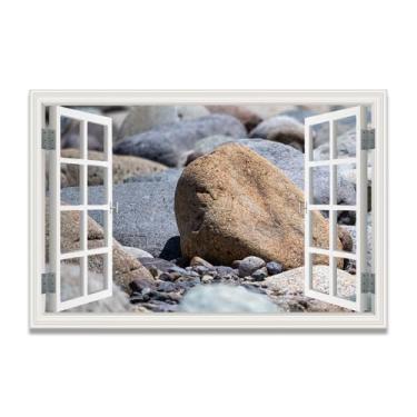 Imagem de LKXGRRSFG Tela de janela falsa The Tenacious StoneSpace-Saving, arte de parede cênica realista para quarto, casa, 80 x 120 cm, sem moldura