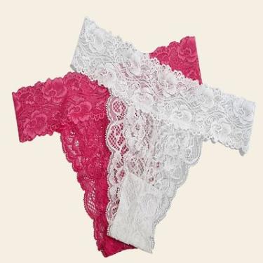 Imagem de KIT DUO CALCINHA TANGA EM RENDA.806322,BCO/ROSA,GG