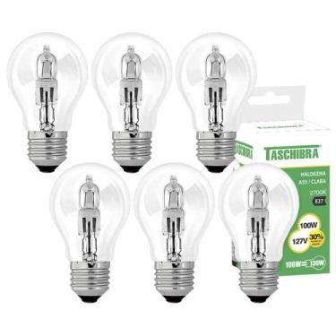 Imagem de Kit 6 Lâmpada Halógena A55 100W E27 127V 2700K Taschibra