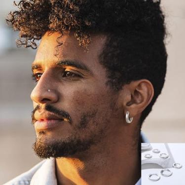 Imagem de Brincos de argola masculinos de aço inoxidável 316L para homens e mulheres 12/16/20 mm, standard, Aço inoxidável, Sem pedra preciosa