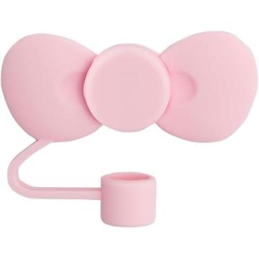 Imagem de Capa de canudo de laço rosa para copo Stanley de 40 e 850 g, tampa de palha de silicone de 10 mm para acessórios de copo Stanley, lindo topo de palha para copos, tampas de ponta de canudos