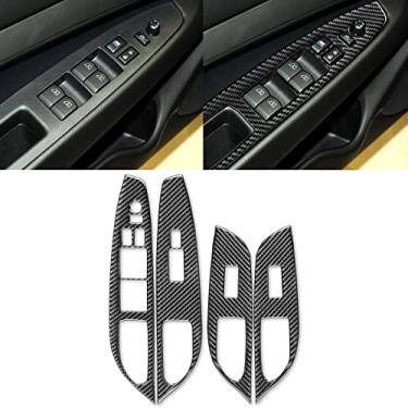 Imagem de UOADA Painel de porta de carro espelho dobrável moldura de interruptor adesivo de fibra de carbono capa interior para Infiniti G37 2008-2013 G35 2007-08 G25 2011 2012 Sedan
