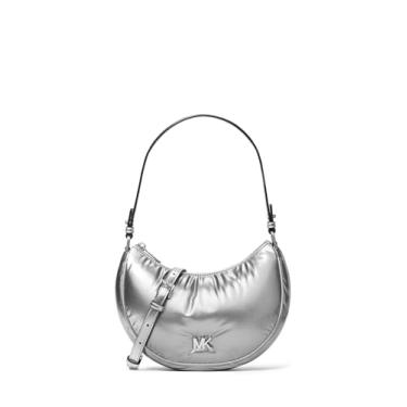 Imagem de Michael Kors Kyla Bolsa conversível pequena, ferragens prateadas/nylon metálico fofo/prata