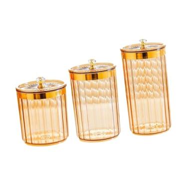 Imagem de Generic Conjunto de 3 Potes Organizadores de Alimentos com Tampas para Despensa, Ideais para Armazenar Doces, Pimentas, Massas, Nozes e Outros Alimentos na, Pote âmbar com Tampa Transparente
