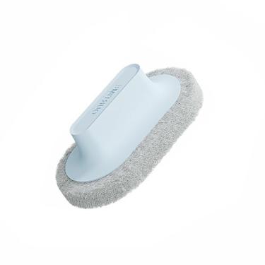 Imagem de Generic Escova de limpeza doméstica resistente com esponja, multifuncional para cozinha, banheiro e limpeza de azulejos, azul, microfibra, raspador, firmeza média