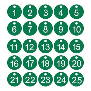 Imagem de PATIKIL 1-25 etiquetas numéricas, 25 peças, etiquetas redondas com número de identificação, chaveiro numerado de plástico para armários de bagagem, organizador de cabides de vendas de campo, etiquetas