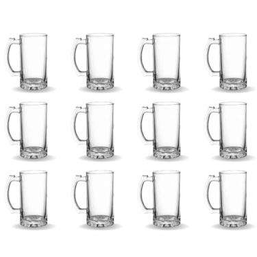 Imagem de Kit 12 Canecas De Chopp Vidro 500ml Resistente Amordicaneca Buffet Restaurante Hotel Bar Cerveja Linha Profissional E Casa