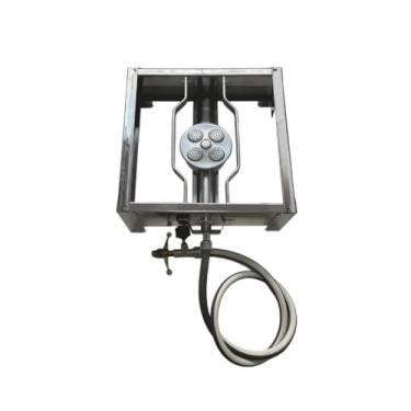 Imagem de Fogão portátil de acampamento com duas bocas e grelha de aço inoxidável de alta pressão de nível semi-industrial (E008)