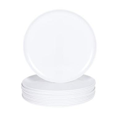 Imagem de molidiki Conjunto de pratos de jantar de melamina, conjunto de pratos de cozinha redondos leves de 26,7 cm para salada, macarrão – trailer inquebrável, acampamento, jantar, servir pratos para festas