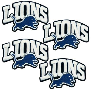 Imagem de 4 peças Cool Rugby Sports Blue Lions bordados, emblemas bordados para fãs de futebol, emblema do logotipo do time para costurar/passar a ferro em tecido, aplique para roupas, mochilas, chapéu, jeans