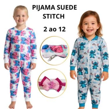 Imagem de Pijama Macacão Stitch Suede Premium Ziper Frontal - Carinha De Anjo, 4