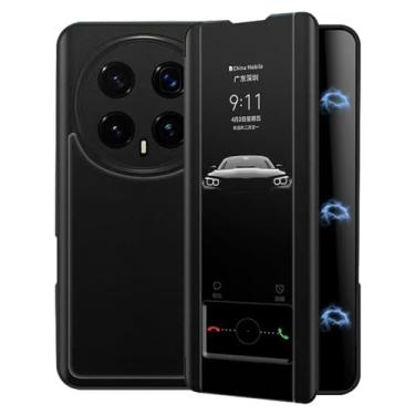Imagem de FWYANZH Capa flip para Honor Magic 8 Pro/8, janela de visão clara e inteligente, capa de couro vegano, função de suporte, capa de proteção à prova de choque, preta, 8Pro