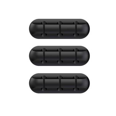 Imagem de Pacote com 3 suportes de fio de silicone, organizador de fios autoadesivo para cabos de carregamento USB, gerenciamento de fios de mesa de cabeceira para carro, casa e escritório