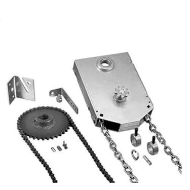 Imagem de Grua de corrente para porta de garagem - eixo de macaco Jr 4:1 Acionamento reduzido -2,5 cm (montagem no eixo)