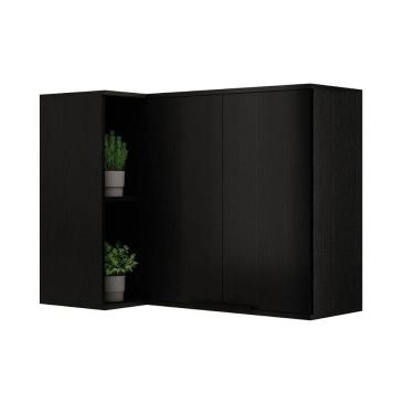 Imagem de Armário Aéreo Cozinha Modulado Alpha 2505 Canto Reto C- 2 Portas 94cm Preto - Carraro