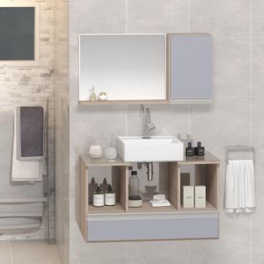 Imagem de Conjunto Gabinete Venus 80cm Madeirado Cinza