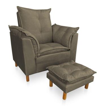 Imagem de Poltrona De Amamentação Com Puff Laura Veludo Cappuccino