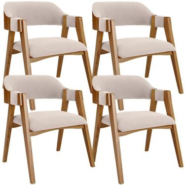 Imagem de Kit 04 Cadeiras Para Sala De Jantar E Estar Living Estofada Suran L02 Suede Bege - Lyam
