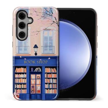 Imagem de Yuning419 Capa compatível com Samsung Galaxy S24 [compatível com MagSafe] Capa de proteção rígida híbrida de 2 camadas, capa magnética protetora à prova de choque, encantadora livraria azul