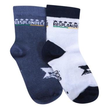 Imagem de Kit Meia Bebê Cruzeiro Rikam 2 Pares, Azul, Branco, 17/20