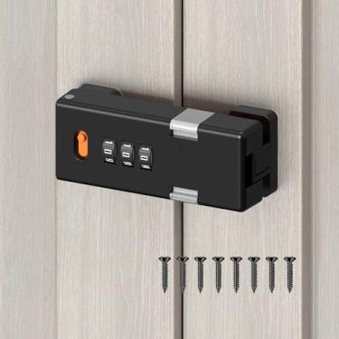 Imagem de YogePote Fechadura de armário de combinação sem chave de 90/180 graus, trava de porta ajustável com senha mecânica de 3 dígitos para porta deslizante de celeiro, armário, armário de escritório