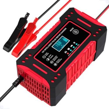 Imagem de Carregador Inteligente 12V para Baterias Automotivas Carros Motos Caminhões com tela LCD