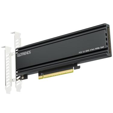 Imagem de GLOTRENDS Adaptador PA54L Quad M.2 NVMe para PCIe 5.0 X16, até 512 Gbps para AMD e função RAID de plataforma Intel, suporte regular e de perfil baixo (PCIe placa mãe de bifurcação é necessária)