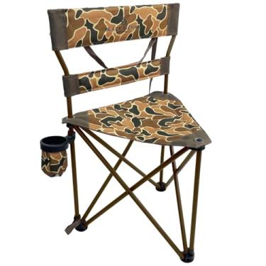 Imagem de Banqueta de caça com tripé Black Sierra XL, assento dobrável com estrutura de aço, suporta 136 kg, cadeira de pesca resistente com suporte de copo e alça de ombro de transporte, para acampamento