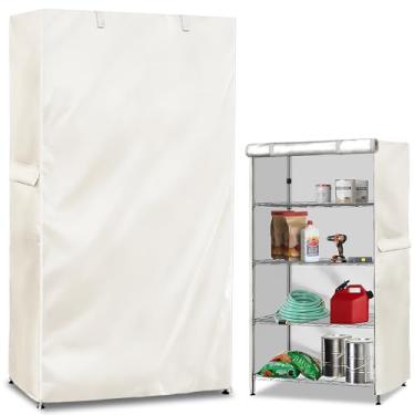 Imagem de Dalema Capa de prateleira de armazenamento, resistente ao ar livre, 600D, 91 cm L x 45 cm P x 182 cm A, capas de prateleira à prova d'água à prova de poeira para prateleiras de arame, capa de rack de