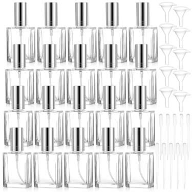 Imagem de Zyghjort 20 frascos de spray atomizador de névoa fina de vidro transparente, frasco de perfume quadrado vazio portátil de 15 ml, frasco de perfume recarregável transparente com 10 conta-gotas de 5 ml
