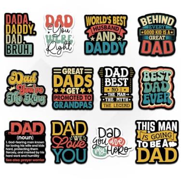 Imagem de Pacote de 12 adesivos de papai, adesivos fofos de vinil para pais, maridos e pais, designs emocionantes para laptop, garrafa de água, caderno, carro, decoração de embrulho de presente 7,6 cm