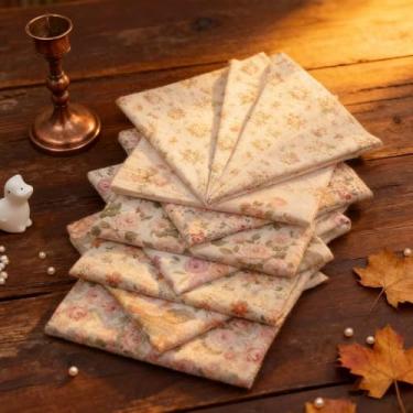 Imagem de Tecido floral por jarda, pacotes de tecido de algodão, quadrados pré-cortados 50 x 50 cm, para projetos de artesanato de costura, pacote com 8