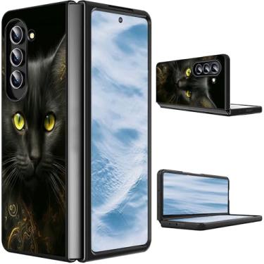 Imagem de CGFGHHUY Capa para Samsung Galaxy Z Fold 7 2025 Slim Lightweight Hard PC Shook Proof Capa protetora para celular para Samsung Galaxy Z Fold 7 5G 8 polegadas - Gato preto
