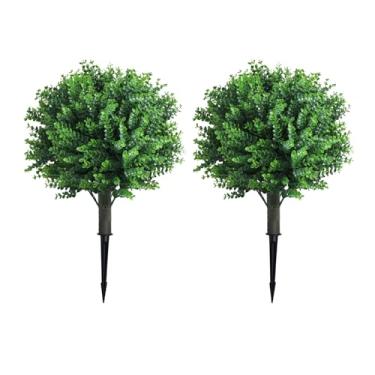 Imagem de Luocute 2 PCS Topiaria de Eucalipto Artificial Árvore de Bola Topiaria de Eucalipto Falsa Topiaria de Eucalipto Falsa 17,7 Polegadas Material PE à Prova de Sol à Prova de Frio Com Ponta