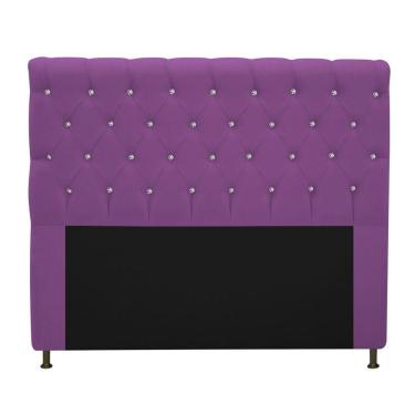 Imagem de Cabeceira Cristal 195cm King Size com Strass Suede Roxo