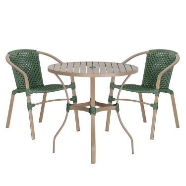 Imagem de 02 Cadeiras Floripa E Mesa Roma 100cm Fendi E Corda Nautica Verde