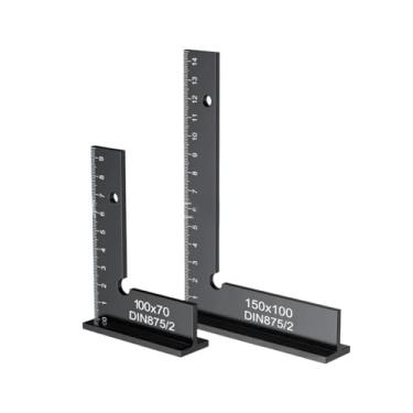 Imagem de Fenteer Esquadro de carpinteiro de 90 graus, régua em L de metal com escala de medição, precisão, régua de ângulo reto para marcenaria, 150x100mm 100x70mm