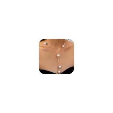 Imagem de Colares de pérolas longas para mulheres, moda, bolas redondas grandes, colar de lariat, colar delicado de pérolas boêmias, miçangas, corrente corporal, plus size, joias modernas, presentes, Large