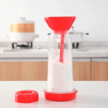 Imagem de Misturador Peneira Copo Farelo Dosador Pó Rotativa Farinha Açúcar Tapioca Filtro Funil Cozinha