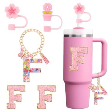 Imagem de Conjunto de acessórios para copo Stanley Cup 850.5 g 1,134.0 g copo com alça, incluindo tampa de palha, pingente de alça, adesivo 5 peças (F)