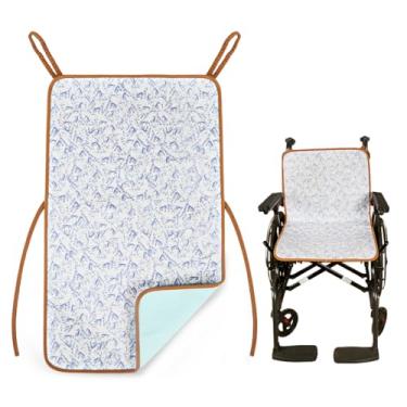 Imagem de Almofadas impermeáveis para incontinência para cadeira de rodas com padrão colorido – extra grande, lavável e reutilizável, com duas alças para ajuste seguro (Violet Grove, 48 cm x 86 cm)