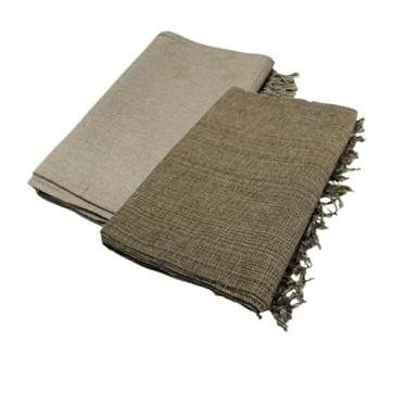 Imagem de Conjunto de mantas extragrandes para sofá (2 peças), dimensões 300 x 180 cm, material de algodão puro, com finalidades decorativas e protetoras. (Areia + Marrom Mesclado)
