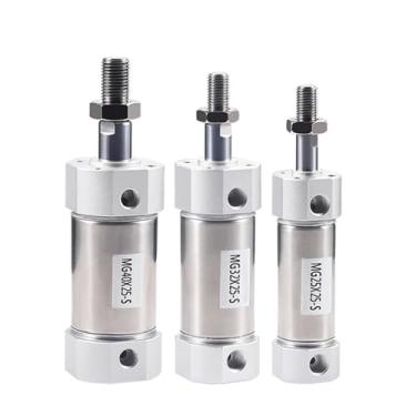 Imagem de FLKPIEGRH MG Mini cilindro pneumático de aço inoxidável 20/25/32/40-25SX50 * 75X100X125X150 * 200S cilindros de pressão de ar de dupla ação (curso de 50 mm, furo de 25 mm)